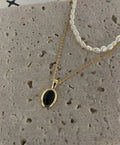 Schwarze Onyx- & Perlen-Stapelkette – Valeria