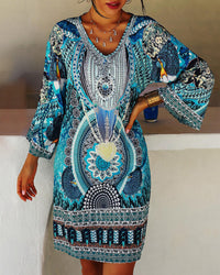 Boho Sommerkleid Damen blau locker luftig – Elina