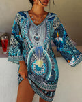 Boho Sommerkleid Damen blau locker luftig – Elina