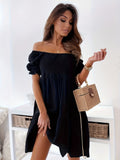 Schulterfreies Sommerkleid mit Trapezsaum – Julina