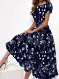 Blumenkleid mit Rundhalsausschnitt und kurzen Ärmeln – Charlene