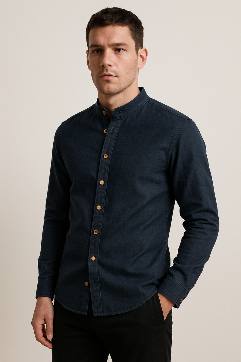 Japanisches Herrenhemd Leinen Baumwolle Elegant – Kenjiro