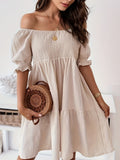 Schulterfreies Sommerkleid mit Trapezsaum – Julina