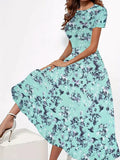 Blumenkleid mit Rundhalsausschnitt und kurzen Ärmeln – Charlene