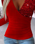 Überbluse Damen Elegant Pailletten Rüschen – Valeria