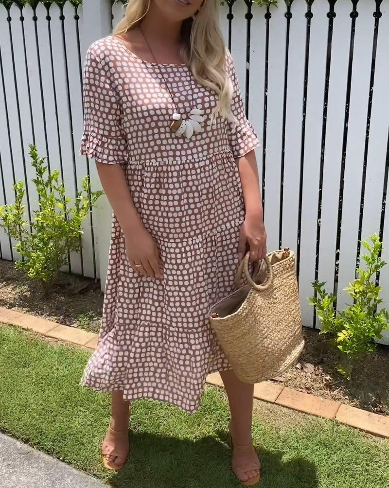 Punkte Kleid Damen locker leicht Sommer Baumwolle – Solenya