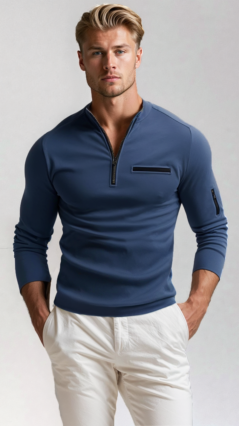 Herren-Sweater mit Viertelreißverschluss & weichem Stoff – Matteo