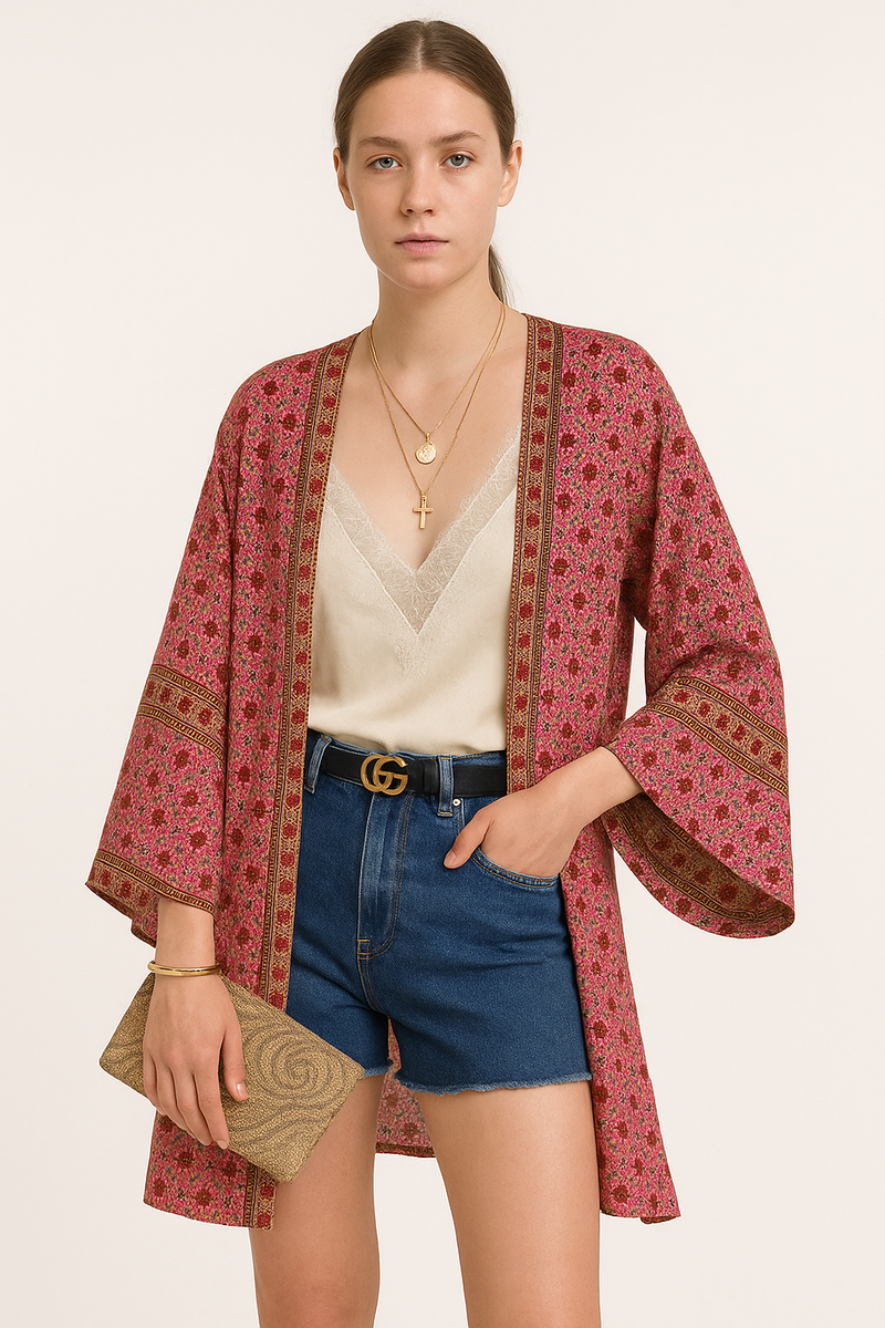 Luftiger Kimono Cardigan für Damen – Boho Stil