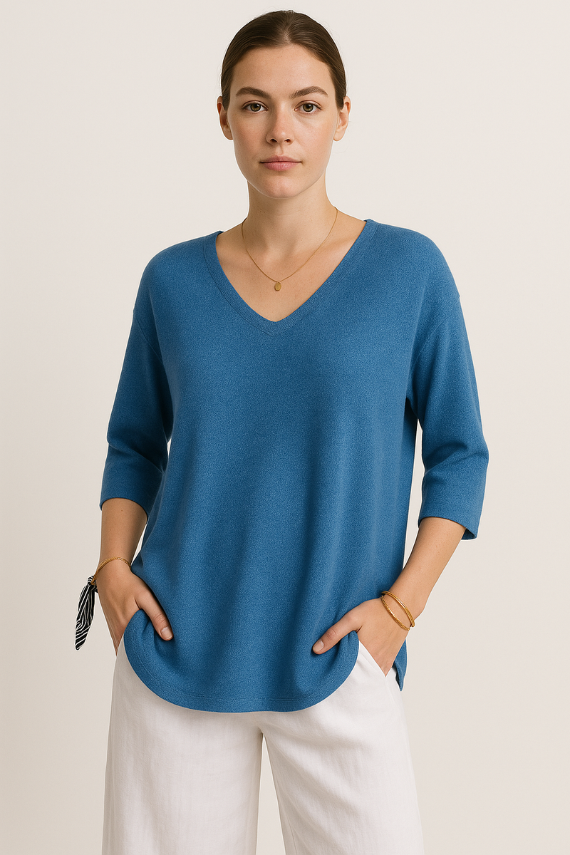 Oversized Damen V-Ausschnitt Top Sommer Elegant – Schonberg