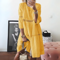 Midi Kleid Damen Locker Mit Taschen Alltag Elegant – Lavenea