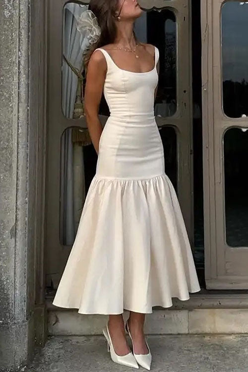 Ärmelloses Rüschenkleid Damen Midi Sommerkleid – Laura