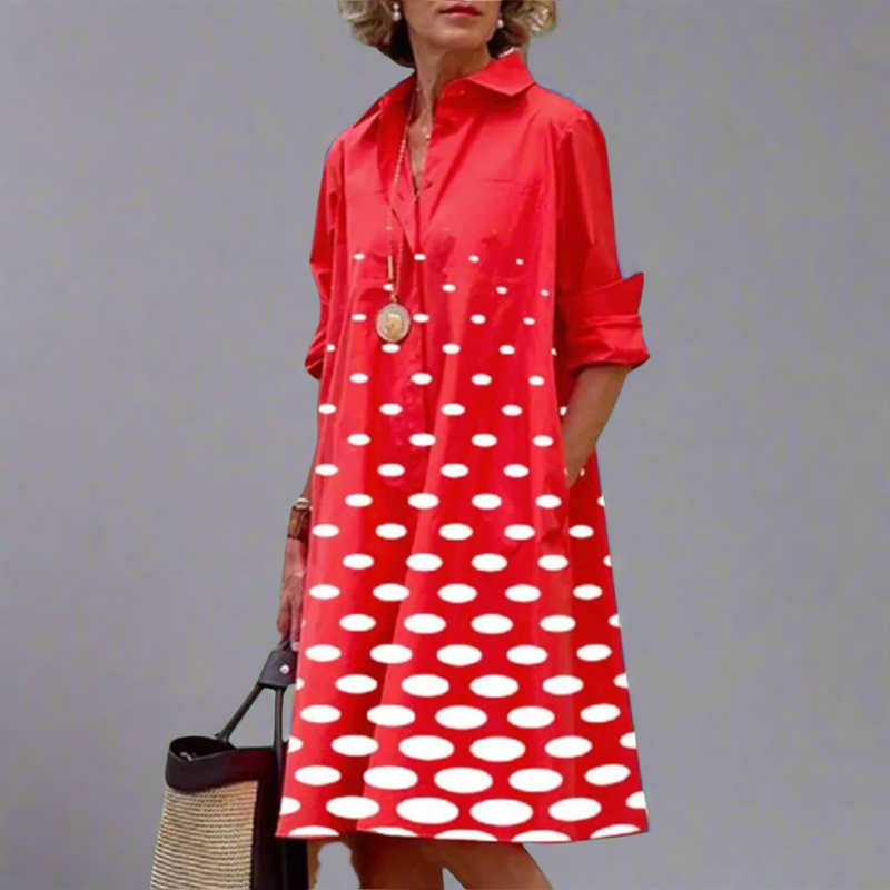Midikleid mit Polka-Dots und Hemdkragen – Elinora