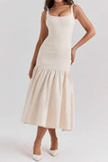 Ärmelloses Rüschenkleid Damen Midi Sommerkleid – Laura