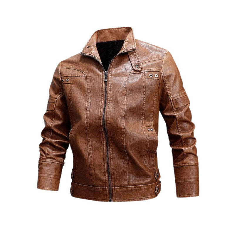 Damen Lederjacke mit Reißverschluss und Kragen – Virella