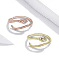 Verstellbarer Silberring mit Schlangendesign und Zirkonia – Lian