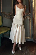 Ärmelloses Rüschenkleid Damen Midi Sommerkleid – Laura