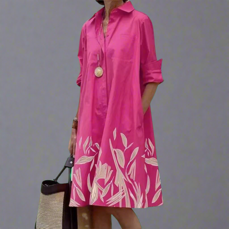 Polka-Dot Midikleid mit Hemdkragen und Ärmeln – Fabienne