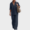Set Damen Hemd Hose Handgemacht Baumwolle Elegant Locker – Velerina
