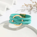 Breites Lederarmband mit Doppelkreis-Anhänger – Julia