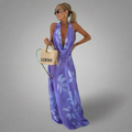 Sommerkleid Damen Tie-Dye Rückenfrei V-Ausschnitt Luftig – Solenya