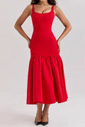 Ärmelloses Rüschenkleid Damen Midi Sommerkleid – Laura