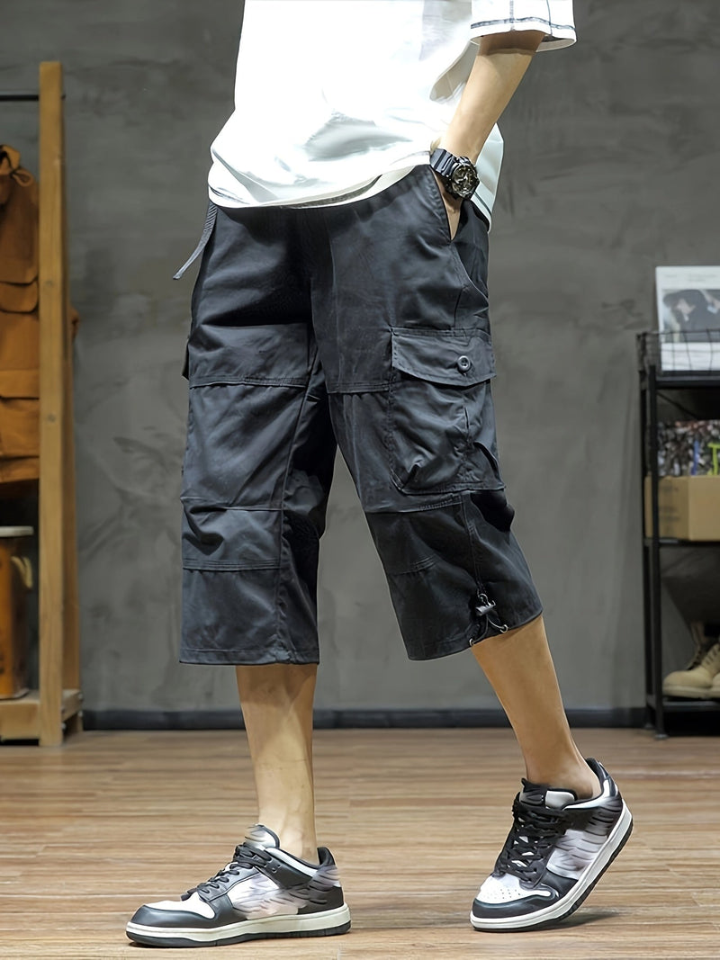Dreiviertel Cargohose Herren bequem modern Alltag – Rovello