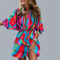 Minikleid Damen Elegant Figurfreundlich Print Sommer – Loravina