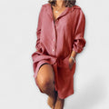 Leinenbluse mit Kragen und Brusttasche für Damen – Virella