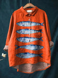 Künstlerisches Oversize Hemd mit Print – Artoza