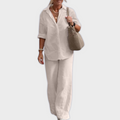 Set Damen Hemd Hose Handgemacht Baumwolle Elegant Locker – Velerina