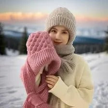 Warme Damenmütze mit Integriertem Schal - Nora