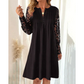 Elegantes Baumwollkleid mit Spitzenärmel – Carlotta