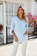 Sommerbluse Damen V-Ausschnitt Locker Leicht – Clara