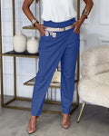 Patchwork-Hose aus Baumwolle mit Gürtel für Damen – Selina