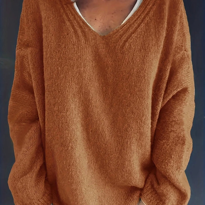 Übergröße V-Ausschnitt Pullover für Herbst und Winter - Lena