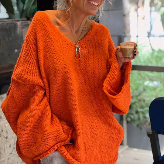 Modischer V-Ausschnitt Pullover für Damen - Clara