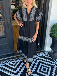 Besticktes Boho Midi Kleid mit A-Linie – Amira