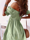 Schulterfreies Sommerkleid mit Trapezsaum – Julina