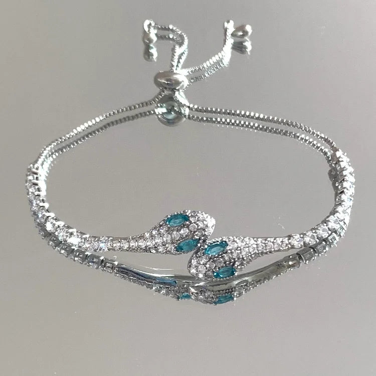 Schlangenarmband mit Zirkonia aus Sterlingsilber – Selene