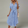 Luftiges Damen Sommerkleid mit Gürtel und Knopfleiste – Florina