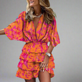 Minikleid Damen Elegant Figurfreundlich Print Sommer – Loravina