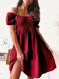 Schulterfreies Sommerkleid mit Trapezsaum – Julina
