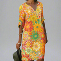 Sommerkleid Damen Blumenprint Luftig Elegant Bequem – Florenya