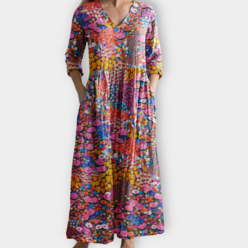 Boho Maxikleid mit weitem Schnitt und Print – Melina