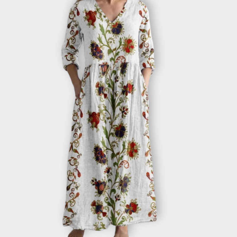 Boho Maxikleid mit weitem Schnitt und Print – Mira