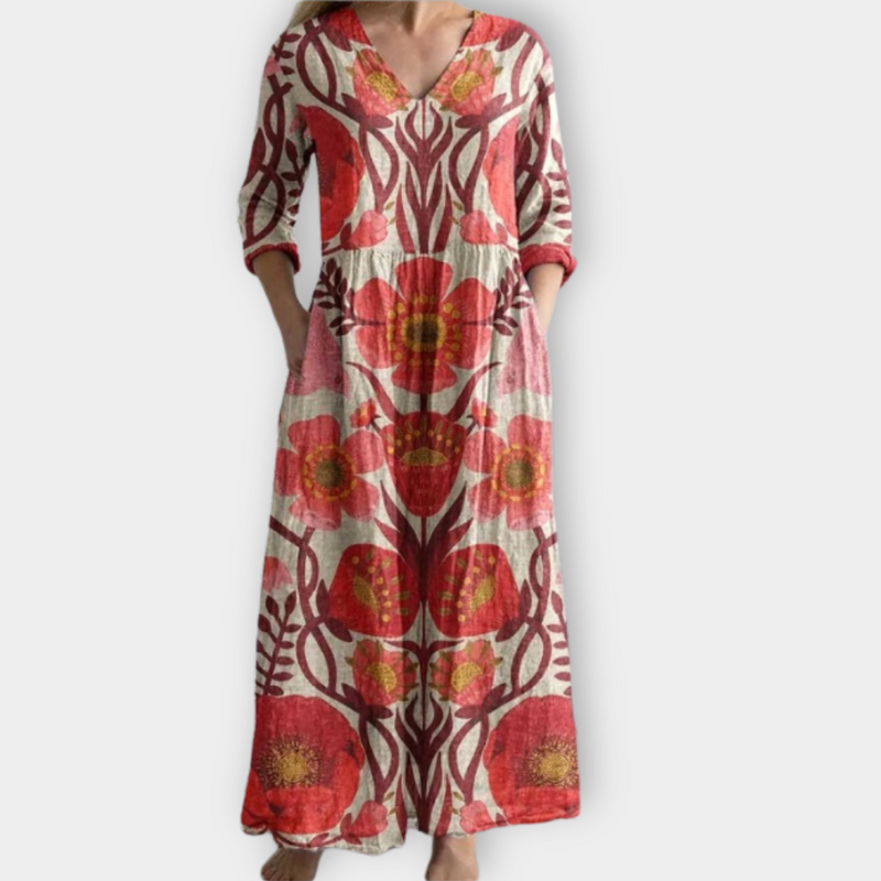 Boho Maxikleid mit Print und fließendem Schnitt – Soraya