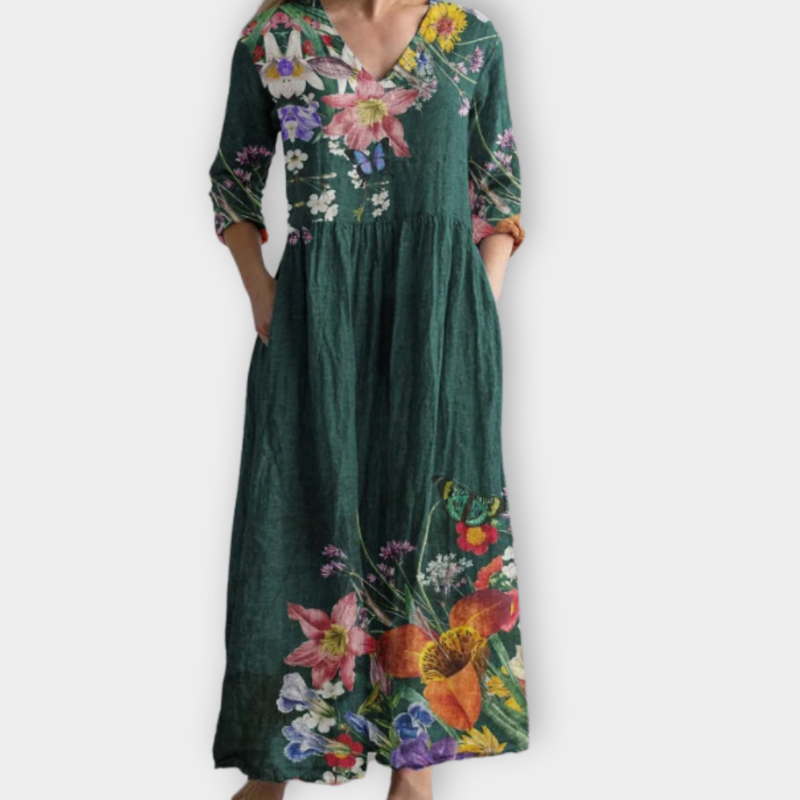 Boho Maxikleid mit weitem Schnitt und Print – Yelda