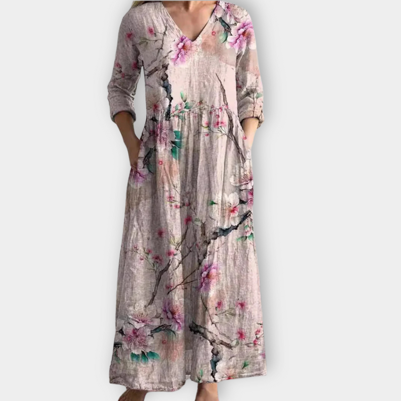 Boho Maxikleid mit weitem Schnitt und Print – Talia
