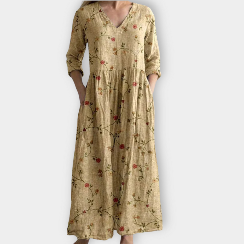 Boho Maxikleid mit Print und lockerer Passform – Lunara