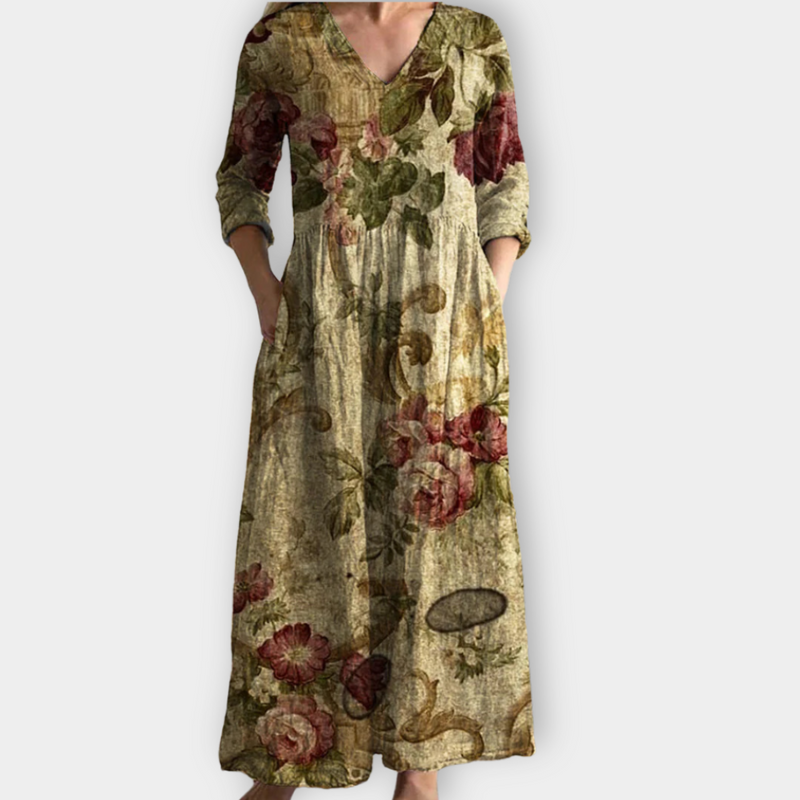 Boho Maxikleid mit lockerem Schnitt und Print – Selina